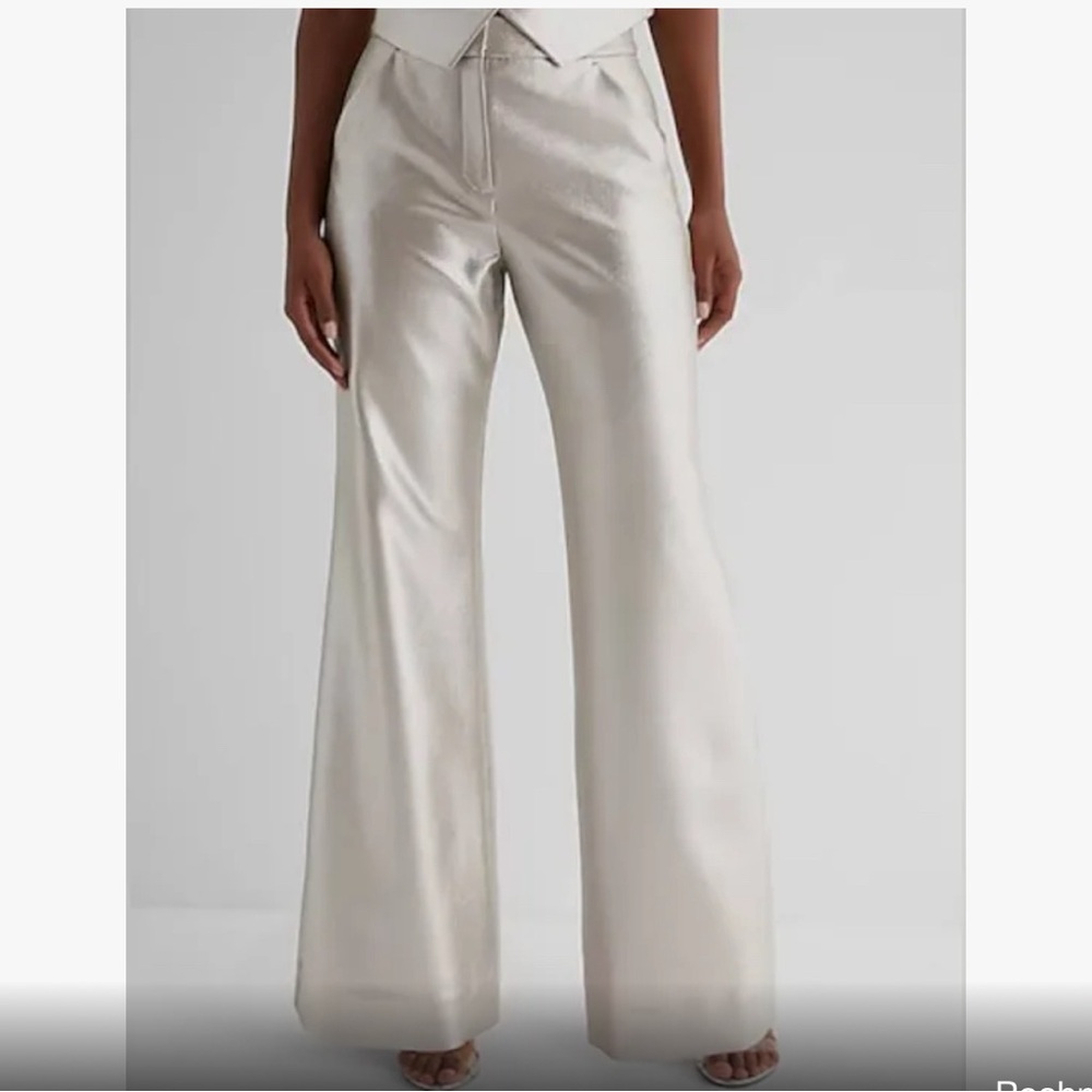 Express Editor High Waisted Metallic Trouser Flare Pant